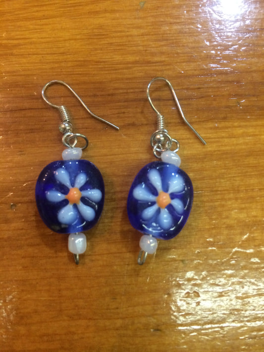 Handmade glass hook earring