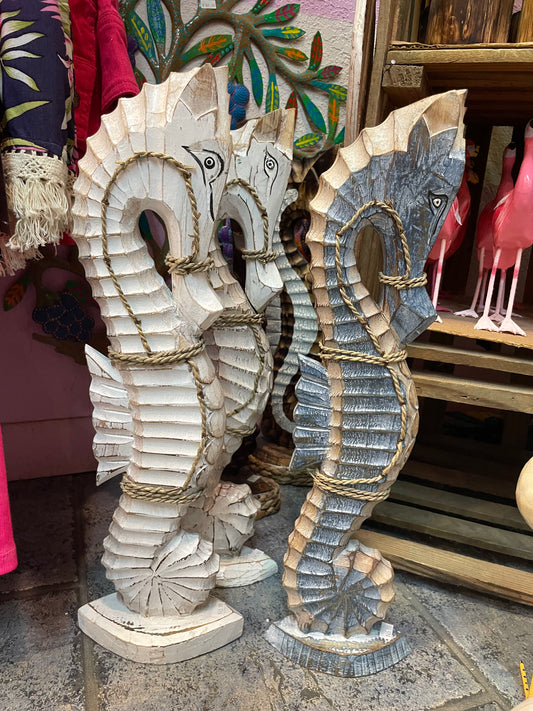 Handmade wood seahorses 1 3/4 foot